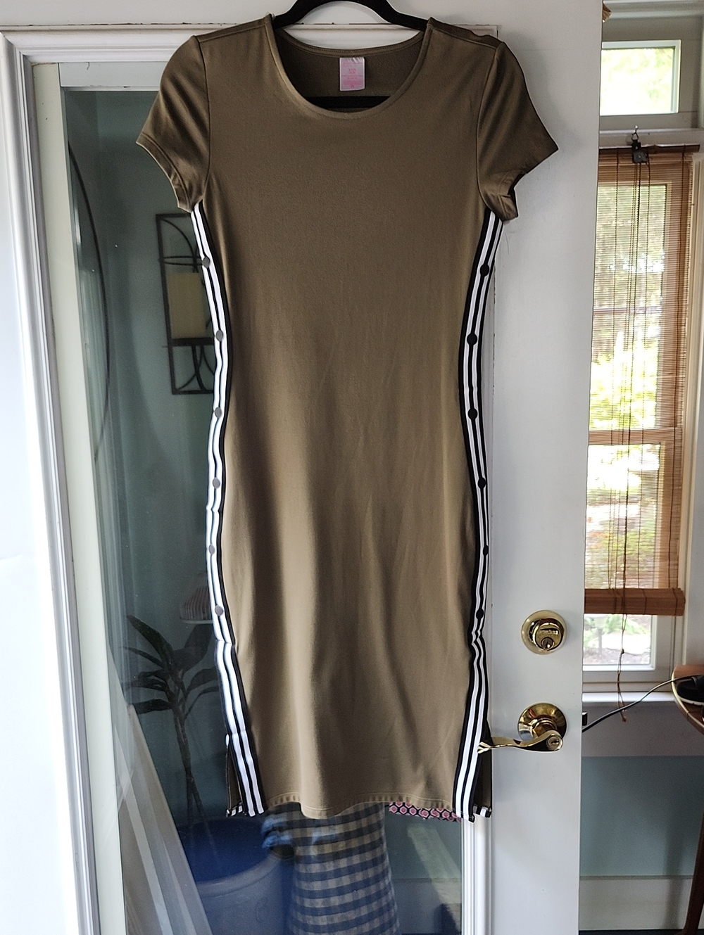 Army Green Jersey Dress New With No Tags. Body Forming.. Side Slits 5 Inchrs